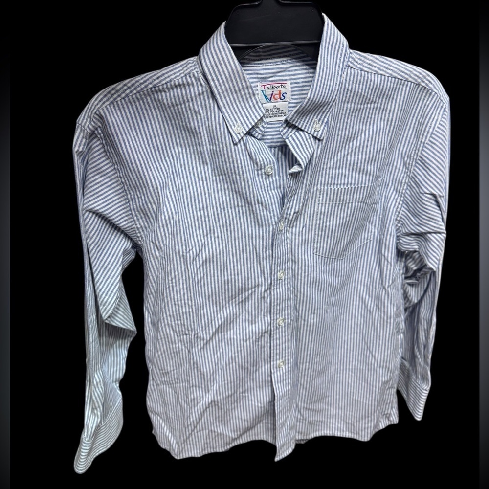 Talbots Kids Boy's Blue &White Stripe Button Down Shirt, XL k285